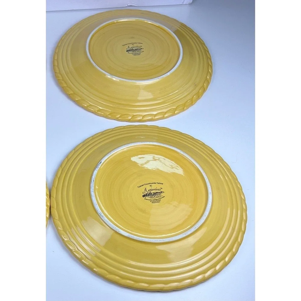 Artimino Tuscan Countryside Yellow Stoneware Charger Plate Twisted Rope Rim 2007
